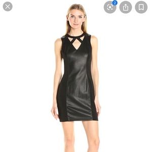 black faux leather dress